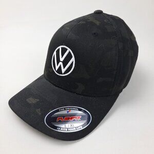 Volkswagen Flexfit Hat Black Camo L-XL Yupoong Embroidered Logo